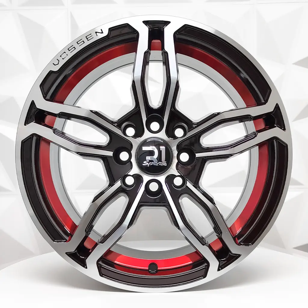 RIN 15X6.5 4-100/114.3 R1 SPORT ZCC259 BLACK MACHINE FACE+RED UNDERCUT ET25 CB73.1 