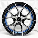 RIN 15X7 4-100 R1 SPORT RGW8832 BLACK MACHINE FACE + BLUE UNDERCUT ET35 CB73.1 